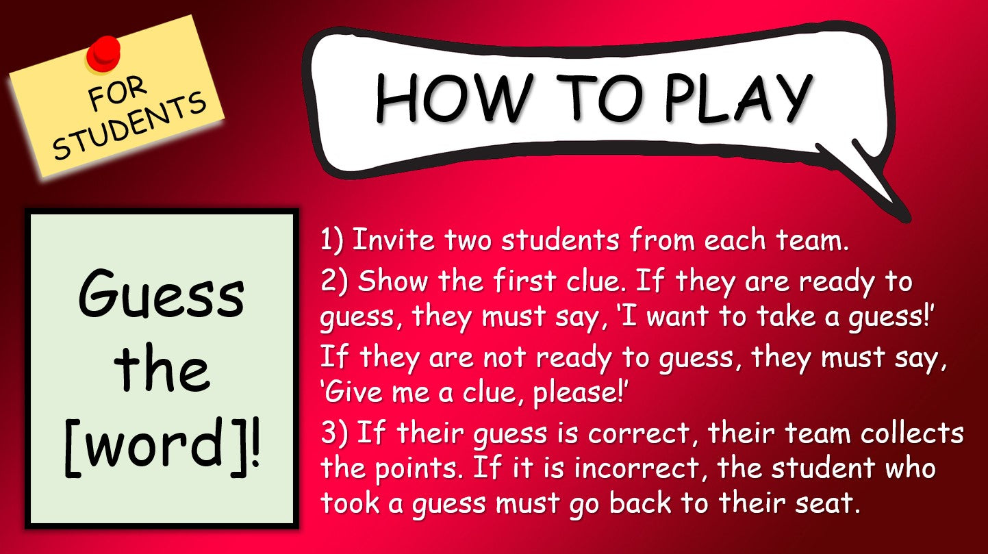 Give Me a Clue - New Year Edition (PPT Vocabulary Game with Flashcards)
