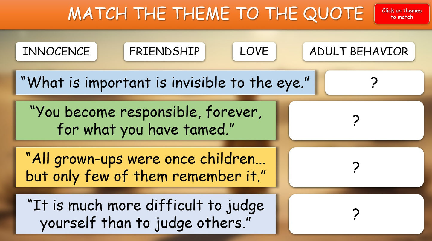 The Little Prince: Key Characters and Themes - Grade 6-7 PowerPoint Lesson