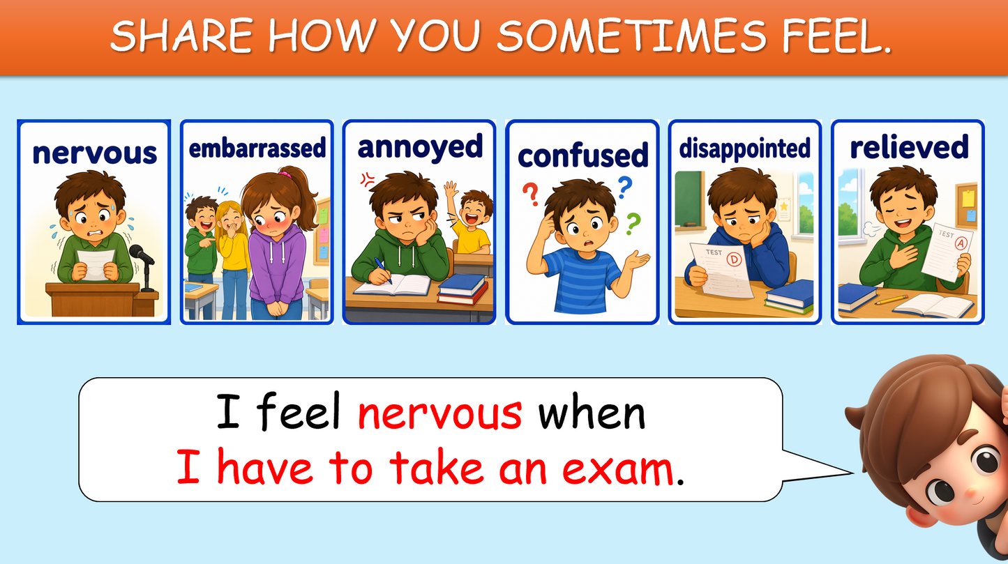 Feelings and Emotions - Grade 6 PowerPoint Lesson (Test-Teach-Test)