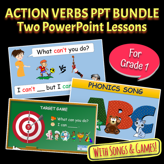 Action Verbs PPT Bundle - Two PPT Lessons for Grade 1 Students (Save €2)