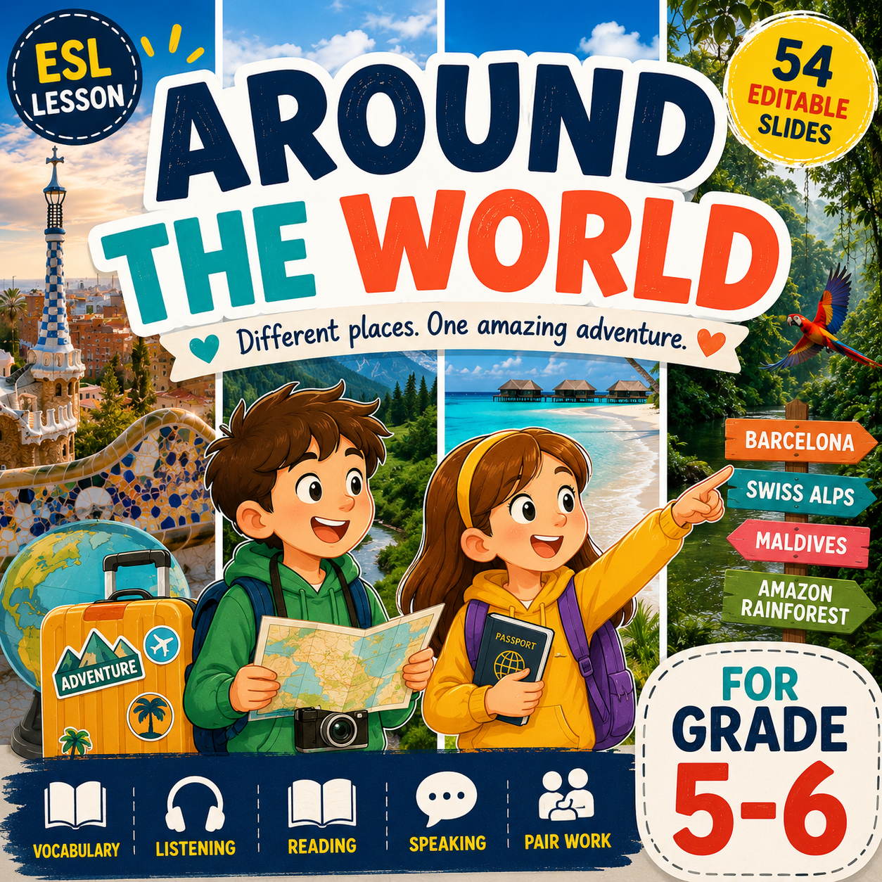At the Airport + Around the World - ESL PowerPoint Lesson Bundle (Save €2)
