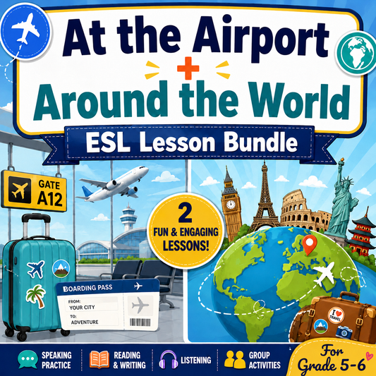 At the Airport + Around the World - ESL PowerPoint Lesson Bundle (Save €2)