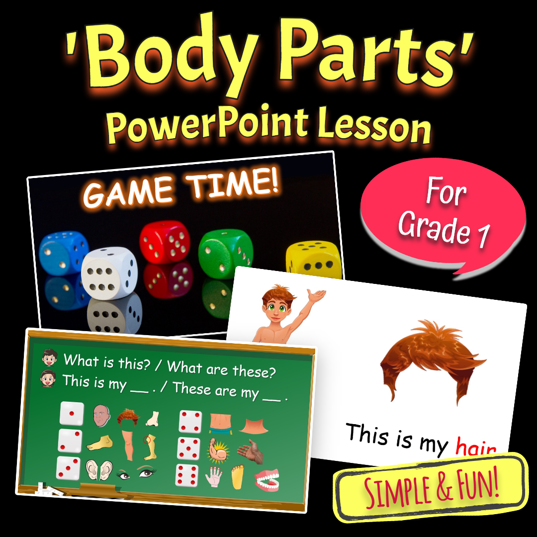 Body Parts - Grade 1 PowerPoint Lesson (This vs. These)