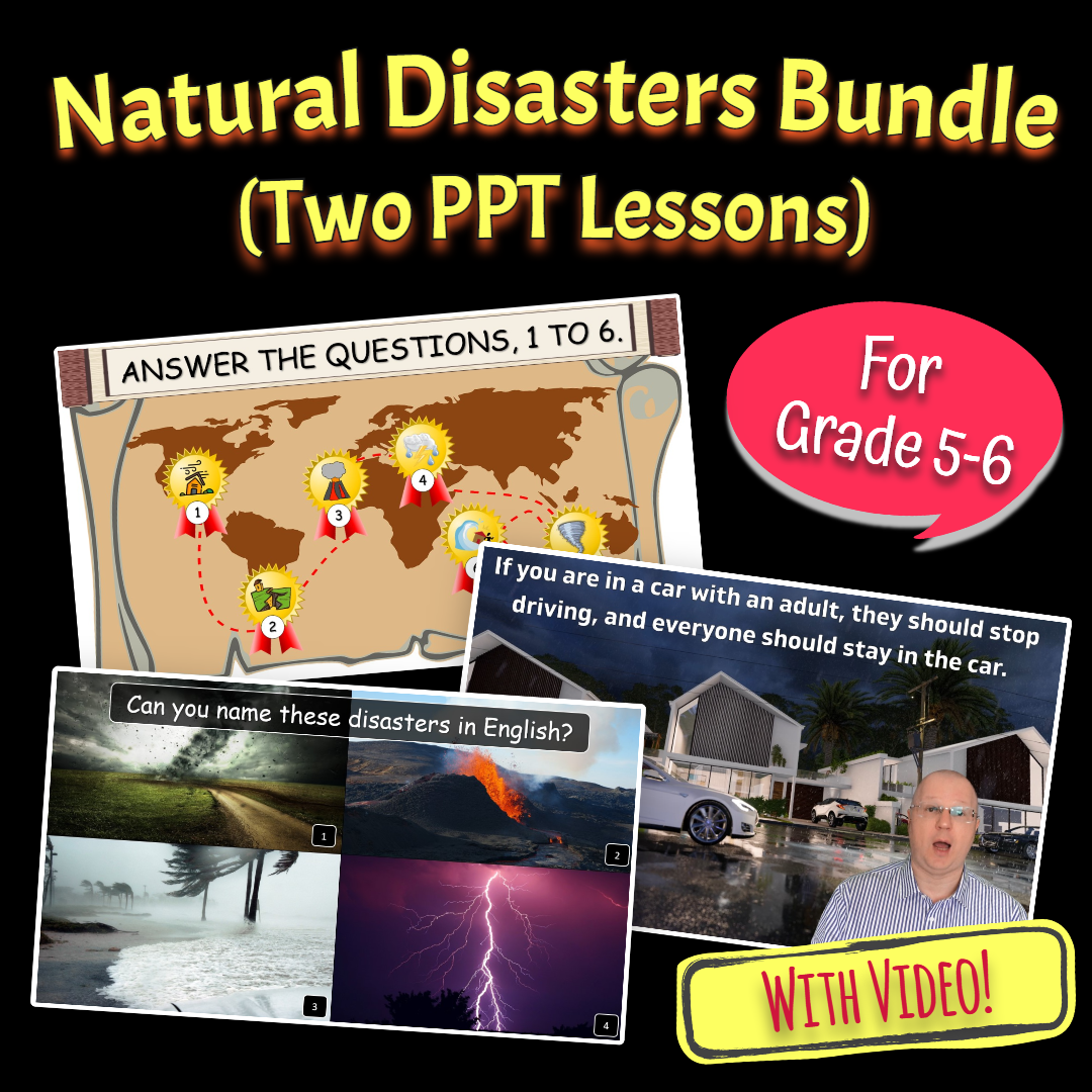 Natural Disasters Bundle - Two PPT Lessons for Grade 5-6 Students (Save €2)